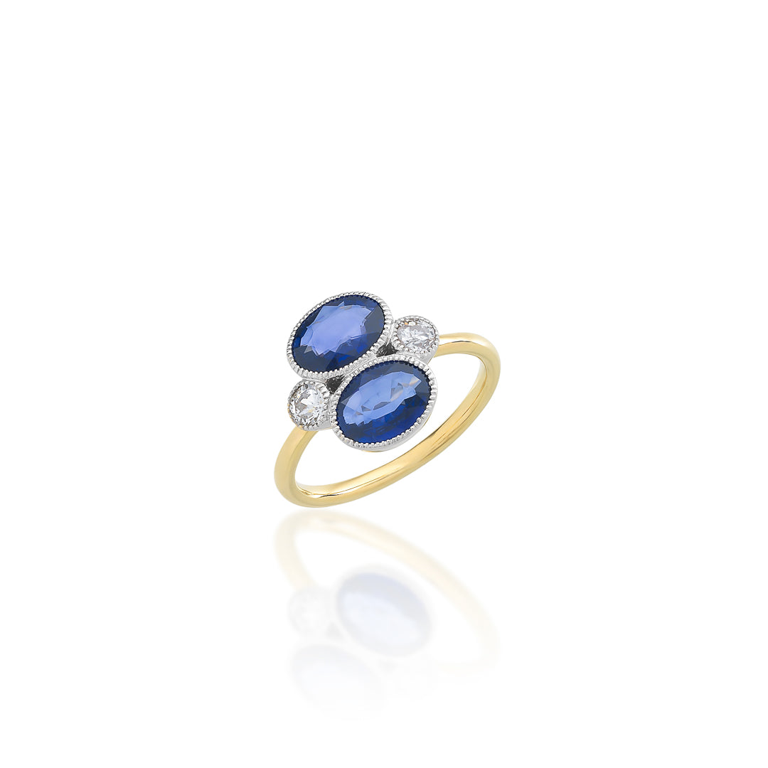 Diamond and Sapphire Bezel Ring