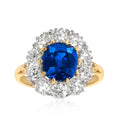 Ceylon Sapphire and Diamond Cluster Ring – 18ct White Gold 18ct White Gold
