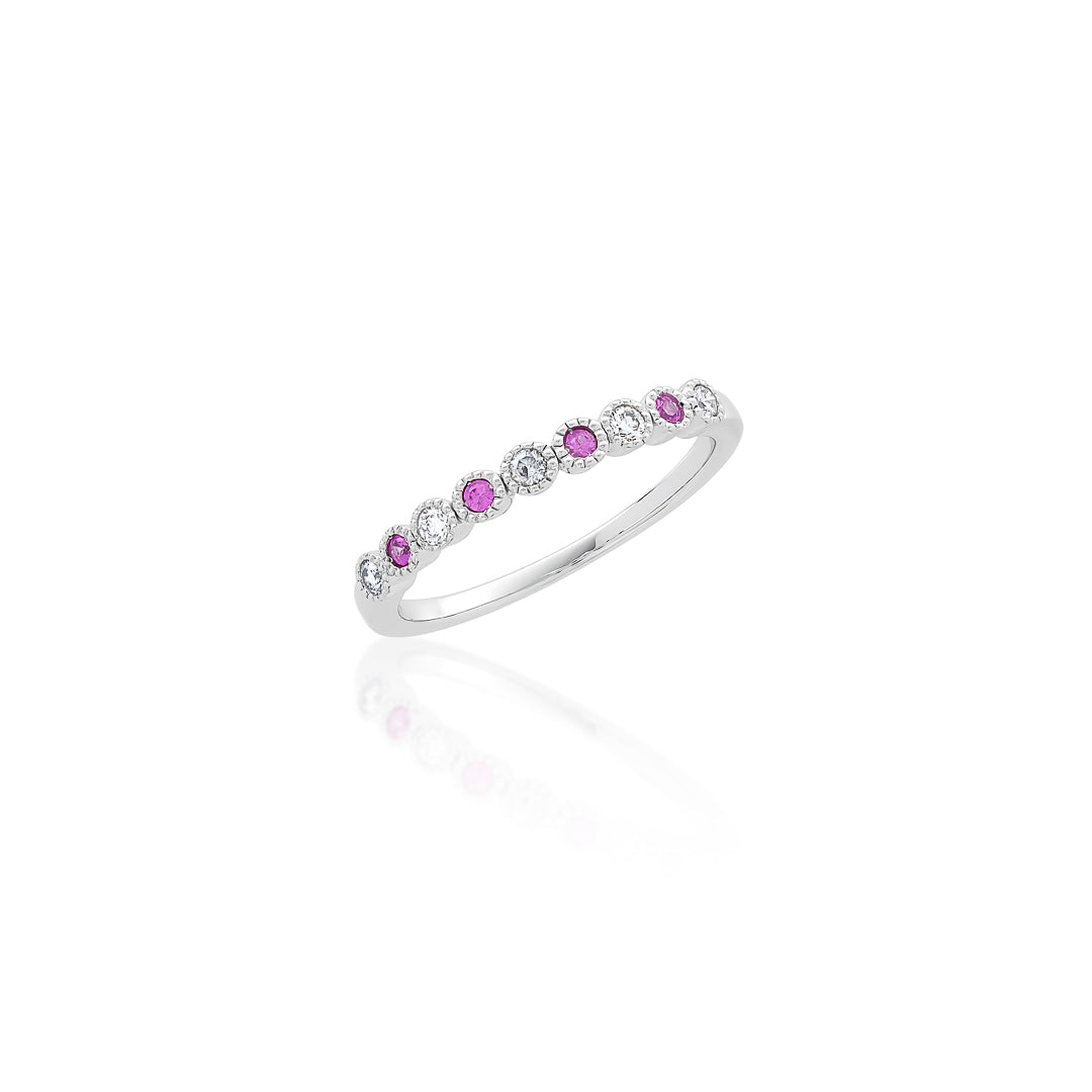 Pink Sapphire and Diamond – 9ct White Gold 9ct White Gold