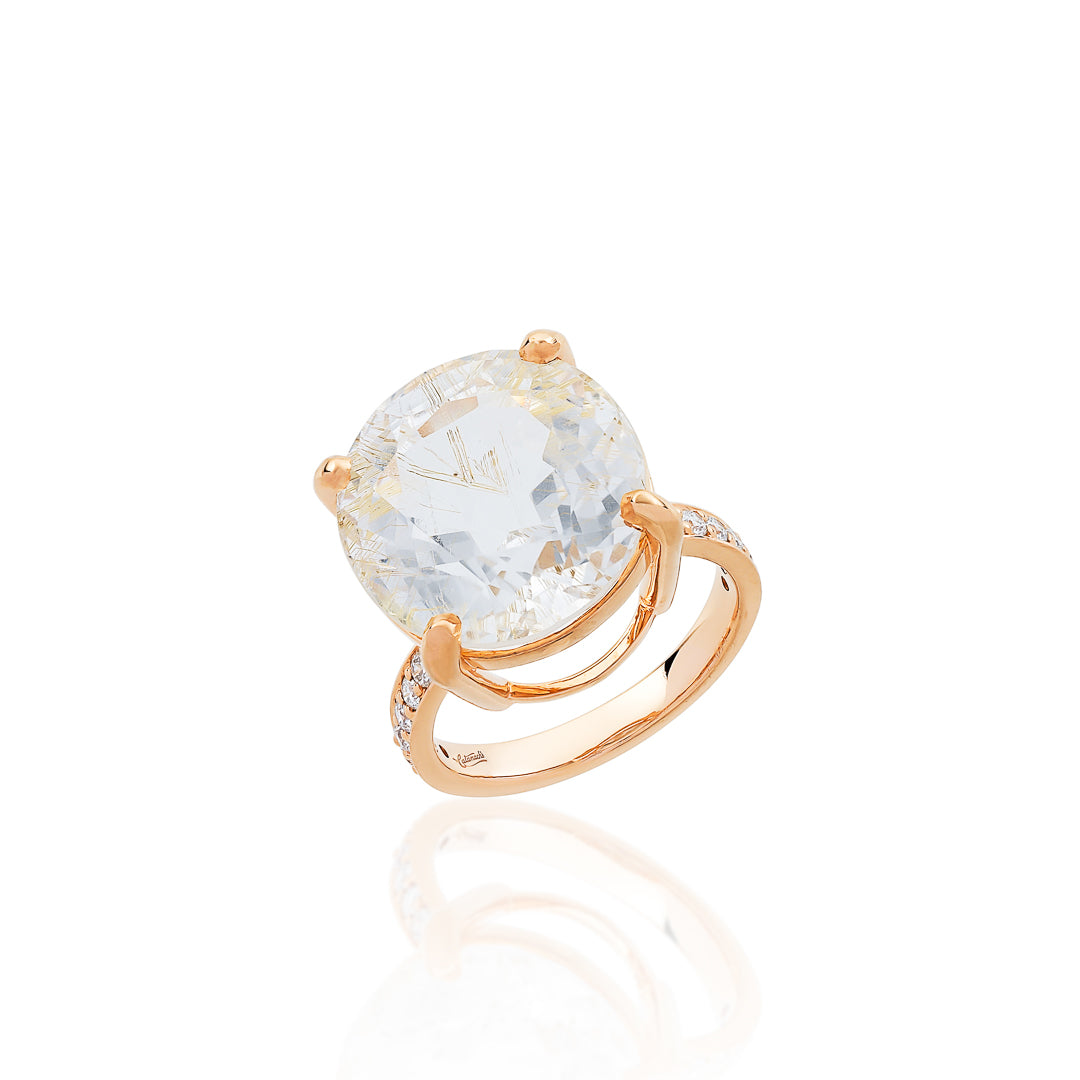 White Topaz and Diamond Ring – 9ct Rose Gold 9ct Rose Gold