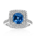 Ceylon Sapphire Halo Ring – 18ct White Gold 18ct White Gold