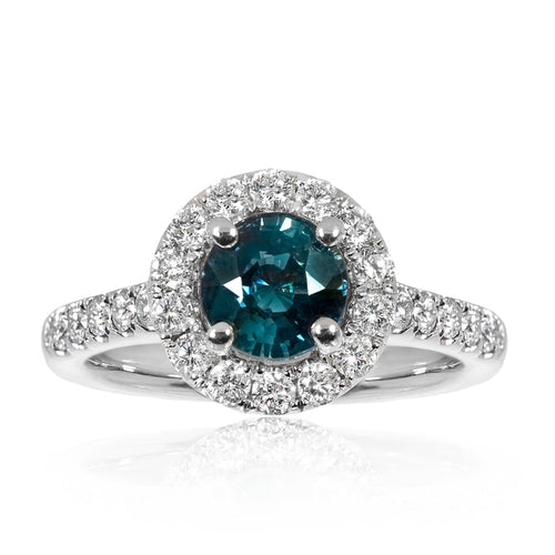Diamond and Sapphire Cluster Ring – 18ct White Gold 18ct White Gold