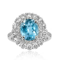 White Gold Diamond and Aquamarine Cluster Ring 18ct White Gold