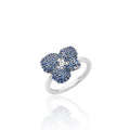 Blue Sapphire and Diamond Pavé Ring – 9ct White Gold 9ct White Gold