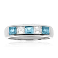 Diamond and Aquamarine Channel Set Ring – 18ct White Gold 18ct White Gold