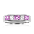 Pink Sapphire and Diamond Channel Set Ring – 18ct White Gold 18ct White Gold