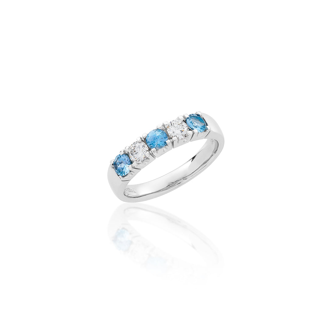Diamond and Aquamarine Eternity Ring – 18ct White Gold 18ct White Gold