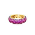 Rose Gold Pink Sapphire & Diamond Pave Ring 18ct Rose Gold