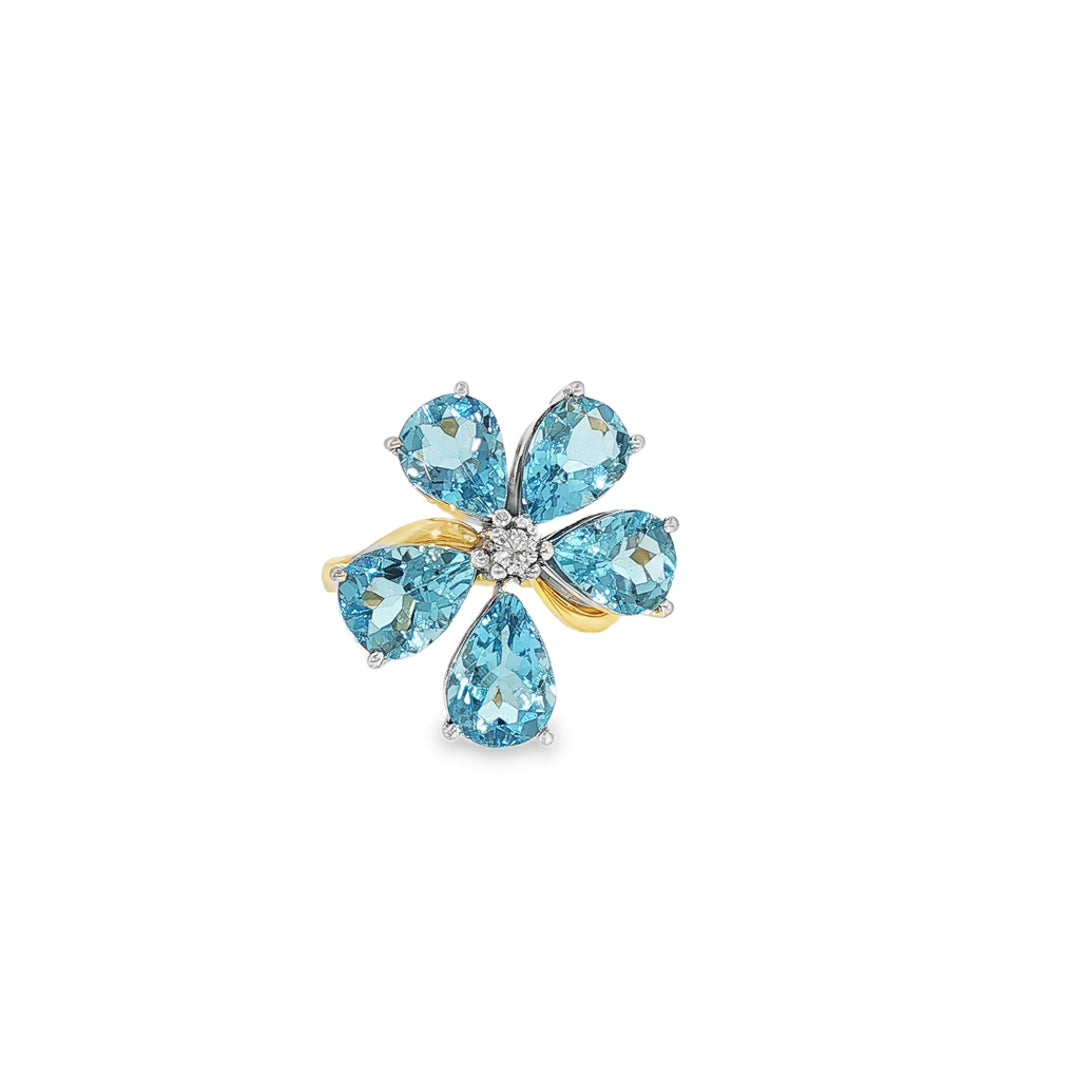 Aquamarine Flower Ring
