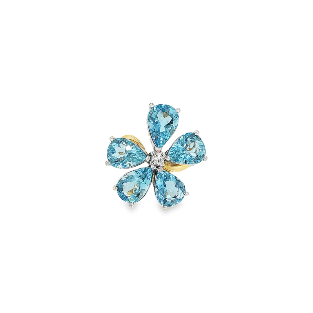 Aquamarine Flower Ring