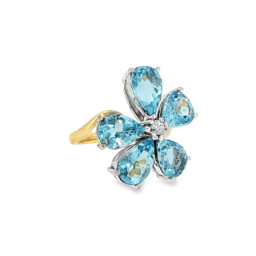 Aquamarine Flower Ring