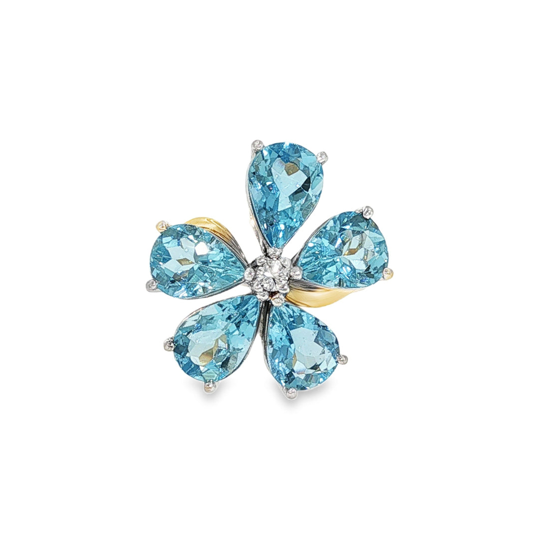 Aquamarine Flower Ring