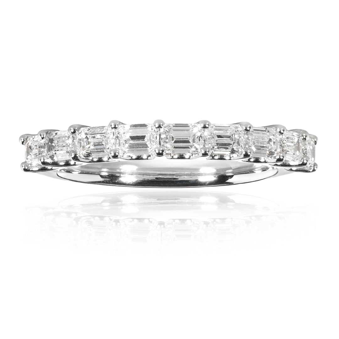 Emerald Cut Diamond Eternity Ring 18ct White Gold