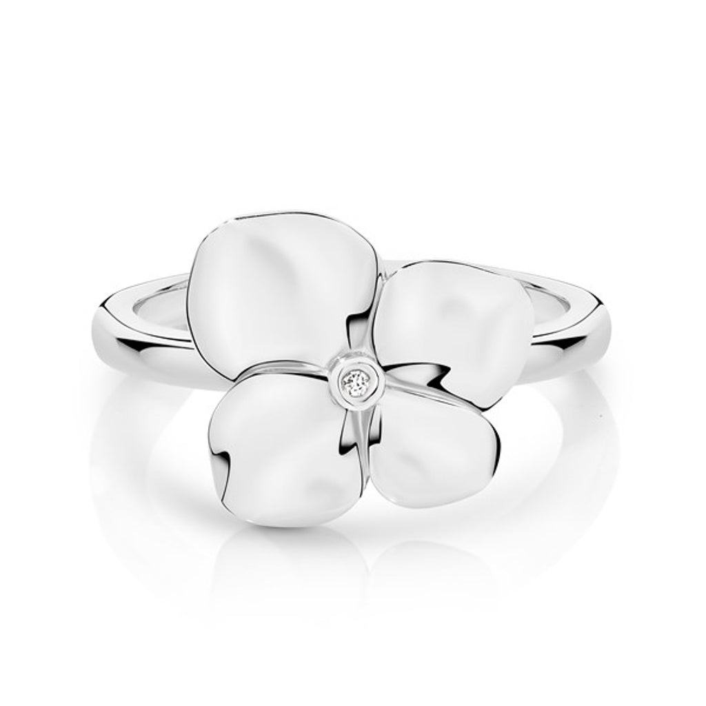 White Gold Hydrangea Ring 9ct White Gold