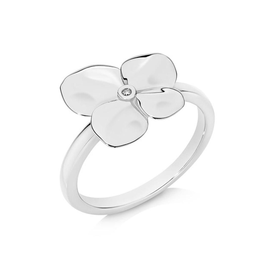 White Gold Hydrangea Ring 9ct White Gold