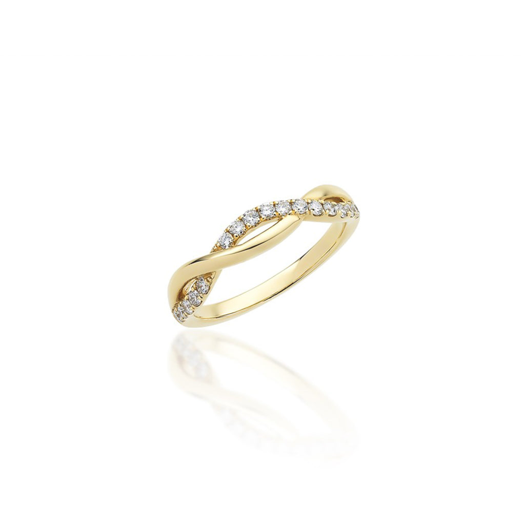 Yellow Gold Diamond Set Crossover Ring 18ct Yellow Gold