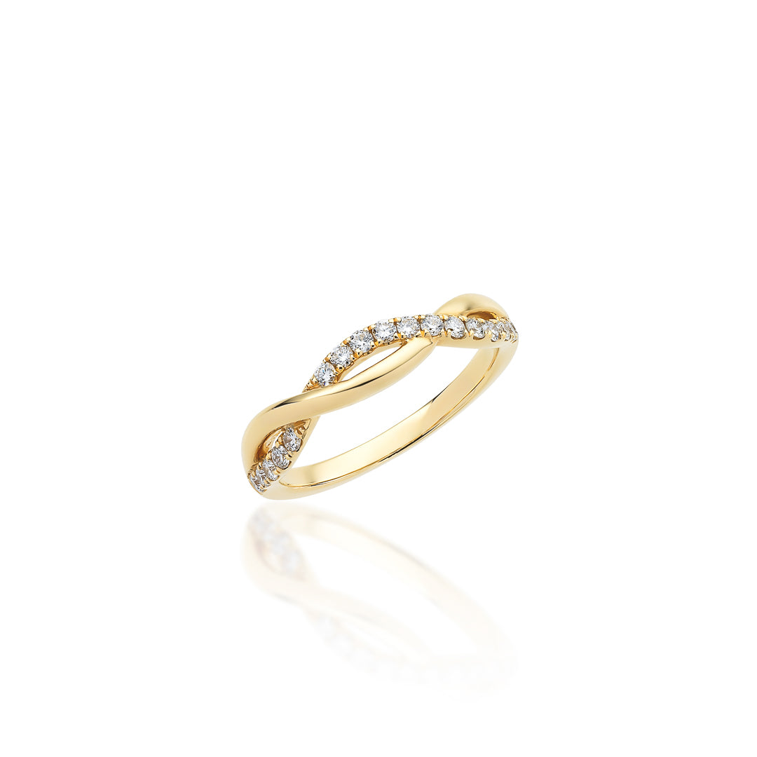 Yellow Gold Diamond Set Crossover Ring 18ct Yellow Gold