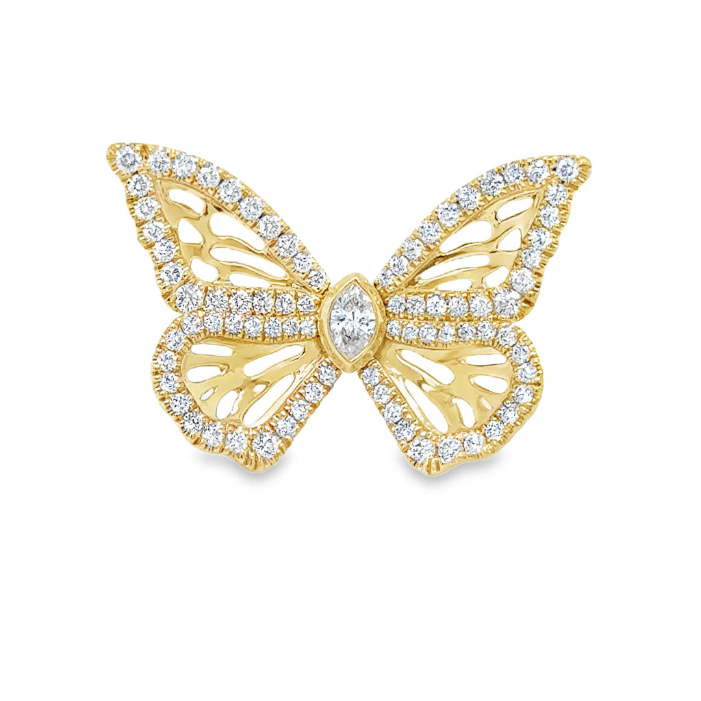 Yellow Gold Diamond Butterfly Ring 18ct Yellow Gold
