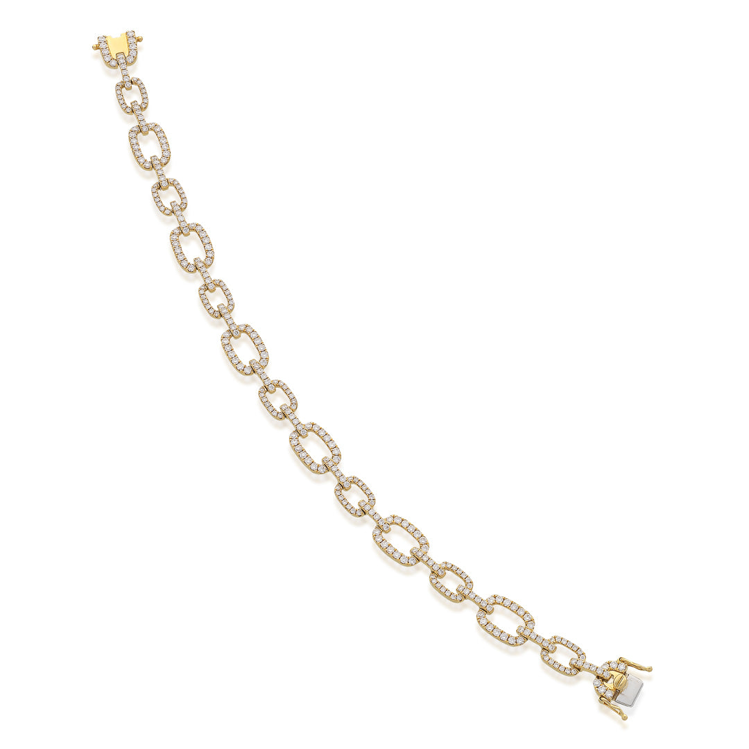 Yellow Gold Diamond Set Square Link Bracelet 18ct Yellow Gold