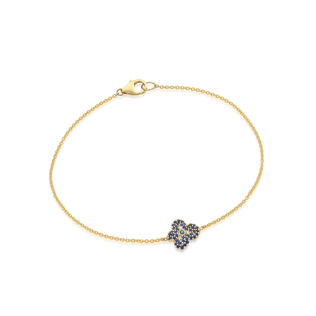 Yellow Gold Small Pave Sapphire Hydrangea Bracelet 9ct Yellow Gold