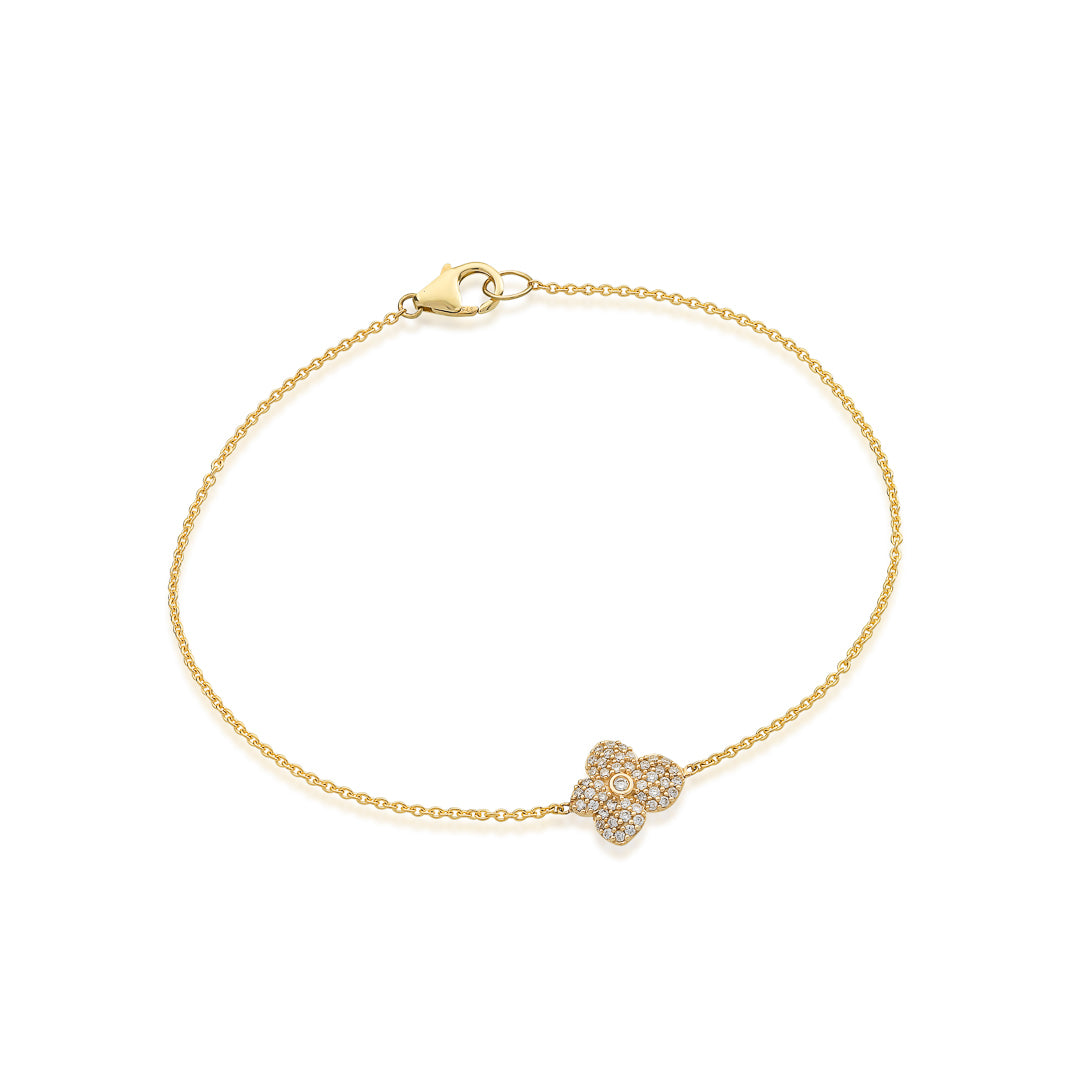 Yellow Gold Small Pave Diamond Hydrangea Bracelet 9ct Yellow Gold