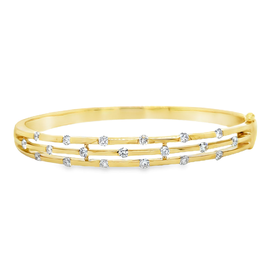 Triple Strand Diamond Hinged Bangle