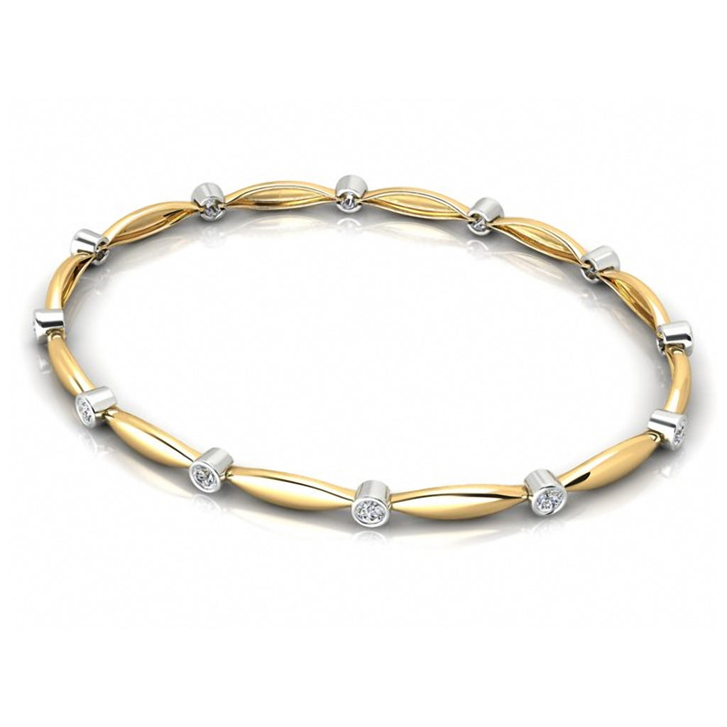 18ct Yellow and White Gold Diamond Set Bracelet White Gold