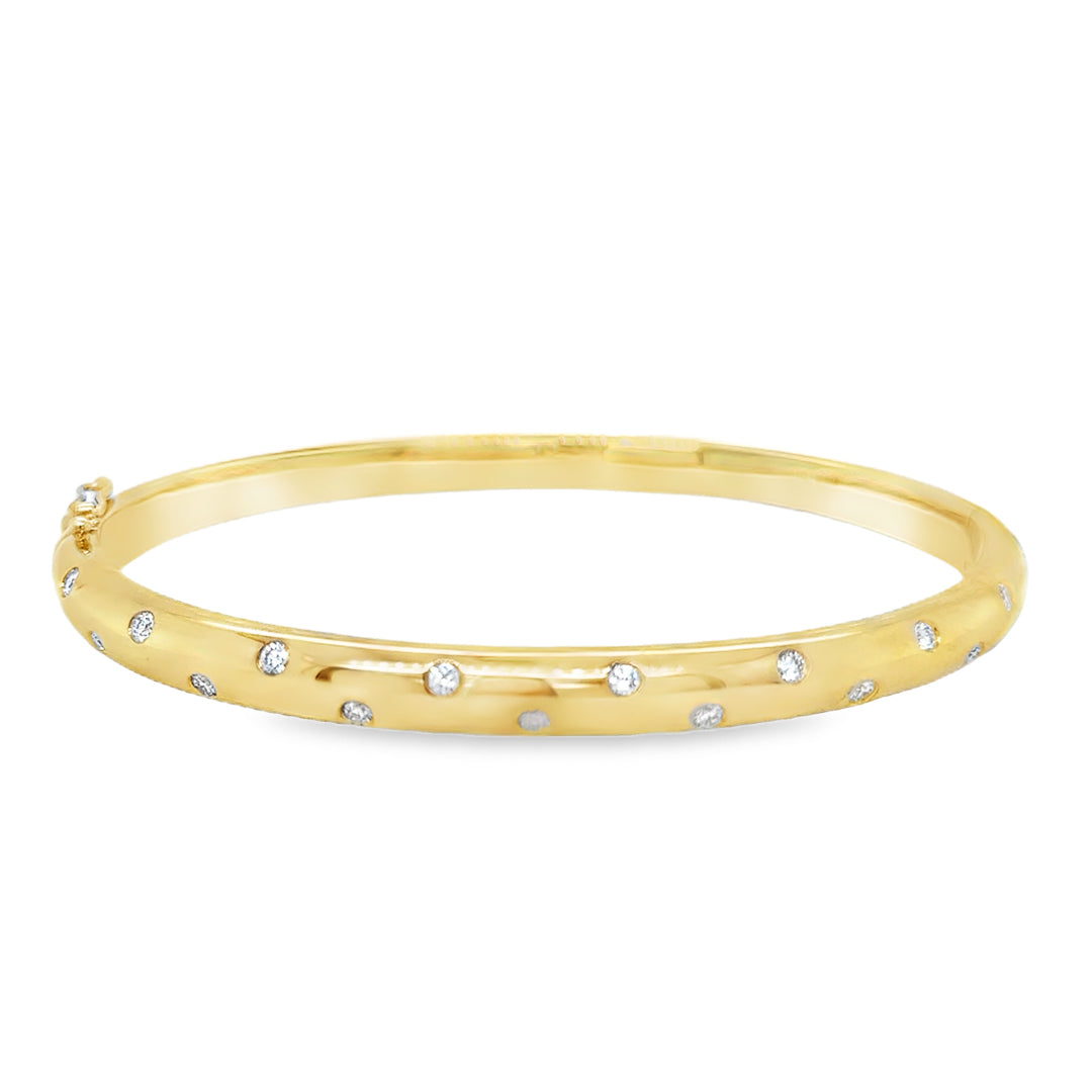 Diamond Hinged Bangle 18ct Yellow Gold