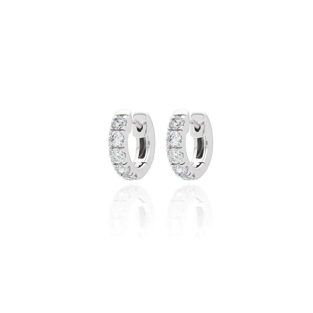 White Gold Diamond Huggie Earrings 18ct White Gold