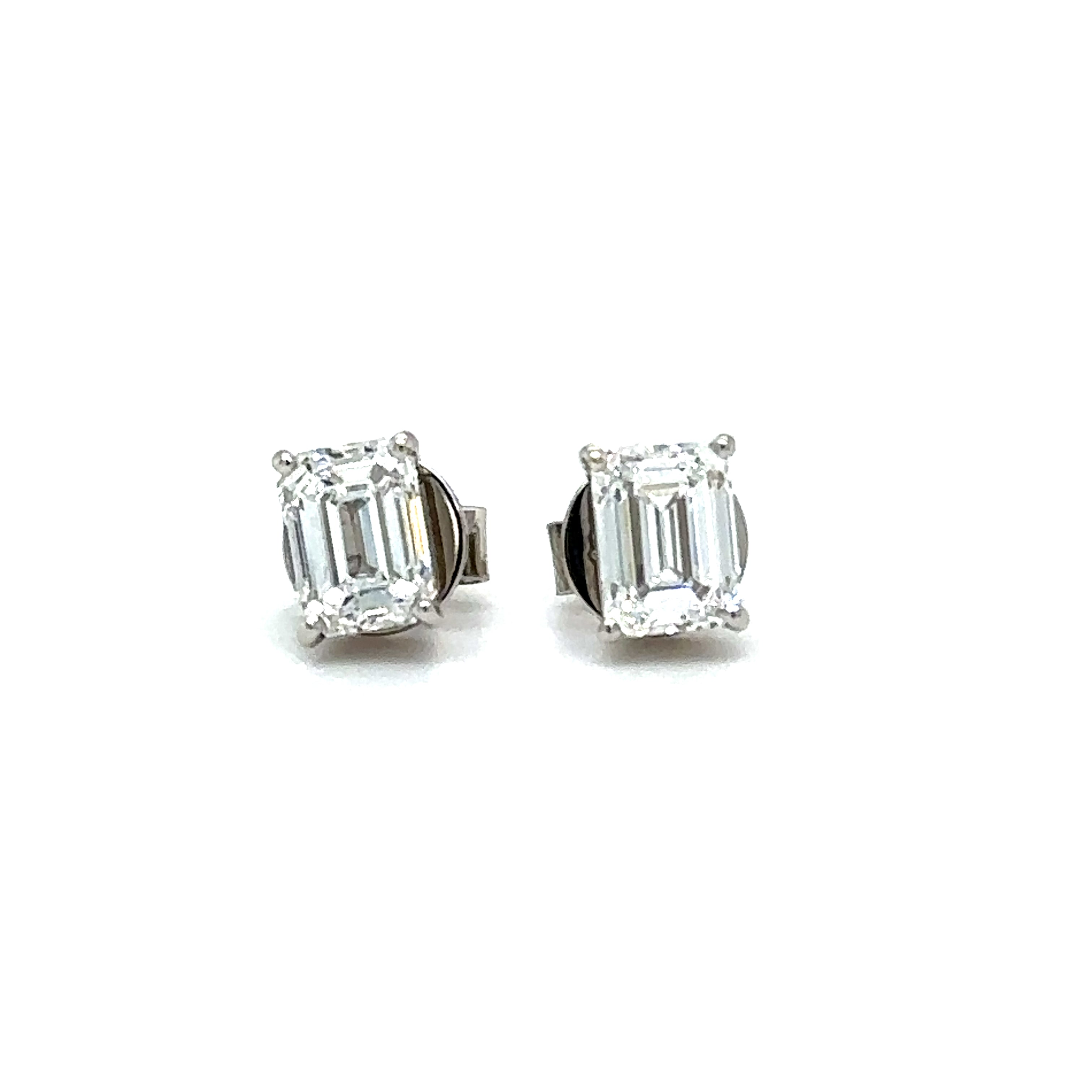 Diamond and Emerald Stud Earrings – 18ct White Gold