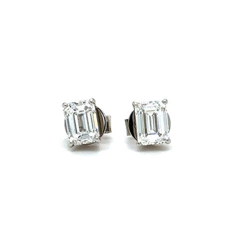 Diamond and Emerald Stud Earrings – 18ct White Gold