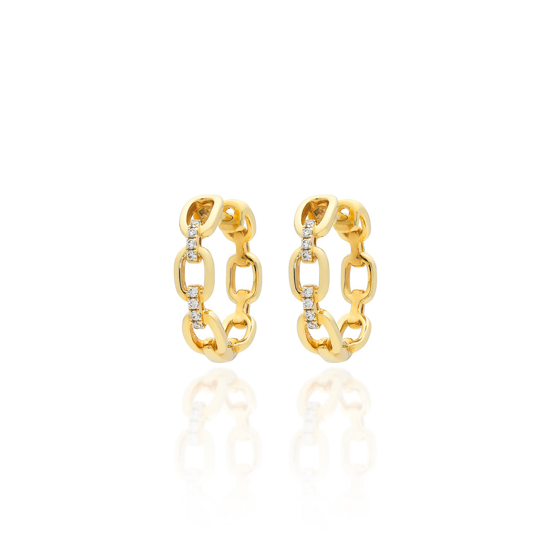 Yellow Gold Chain Link Huggie Earrings 18ct Yellow Gold
