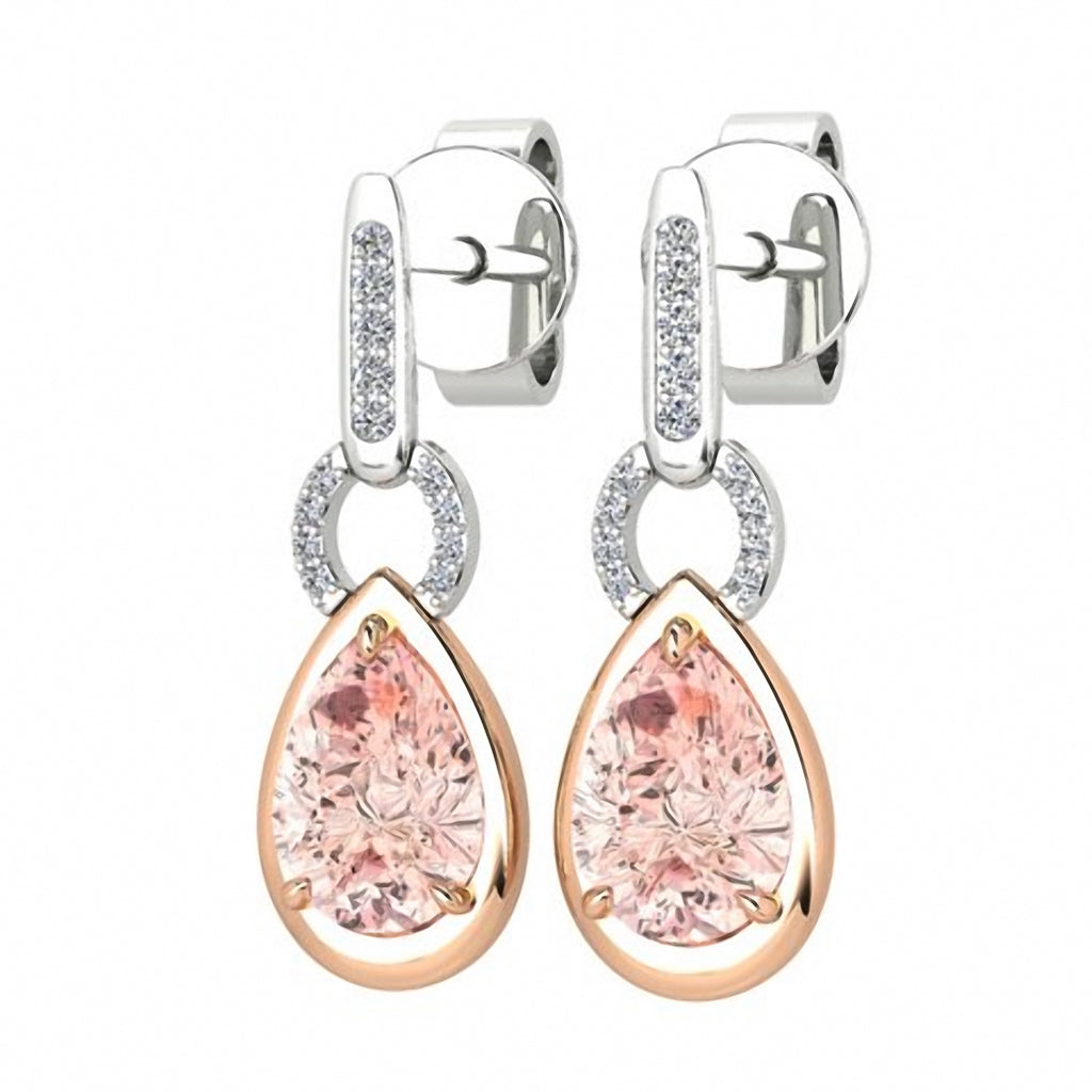 Diamond and Morganite Earrings – 18ct White Gold 18ct White Gold