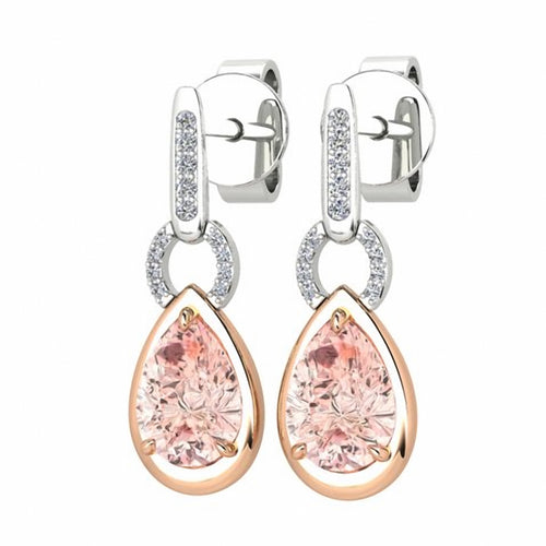 Diamond and Morganite Earrings – 18ct White Gold 18ct White Gold