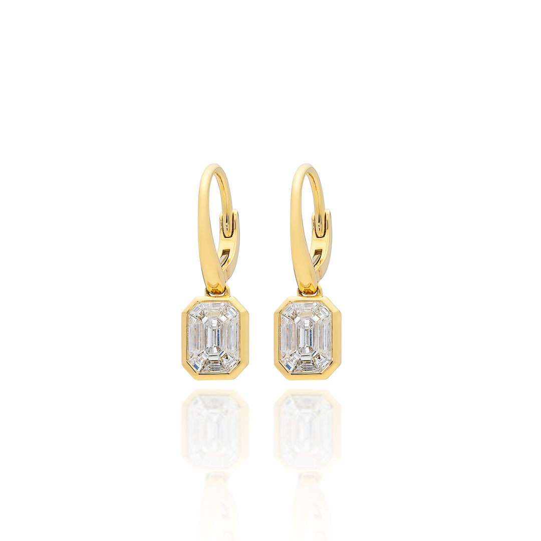 Yellow Gold 'Magic Emerald Cut' Earrings 18ct Yellow Gold