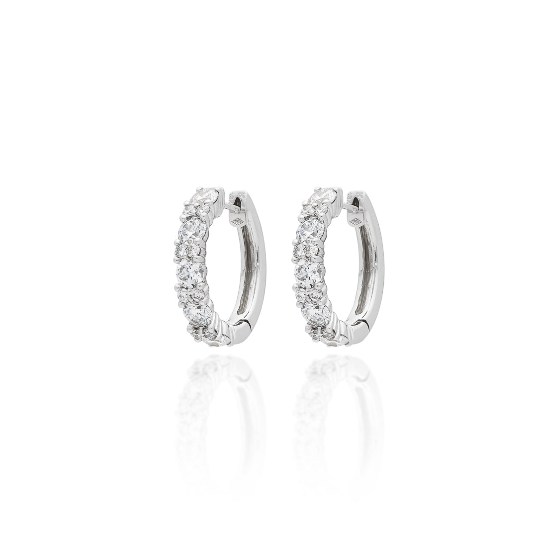 White Gold Diamond Huggie Earrings 18ct White Gold