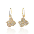 Yellow Gold Pave Diamond Hydrangea Drop Earrings 9ct Yellow Gold