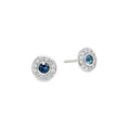 Diamond and Aquamarine Cluster Earrings 18ct White Gold