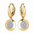 18ct Yellow & White Gold Pave Set Round Drop Earrings White & Yellow Gold