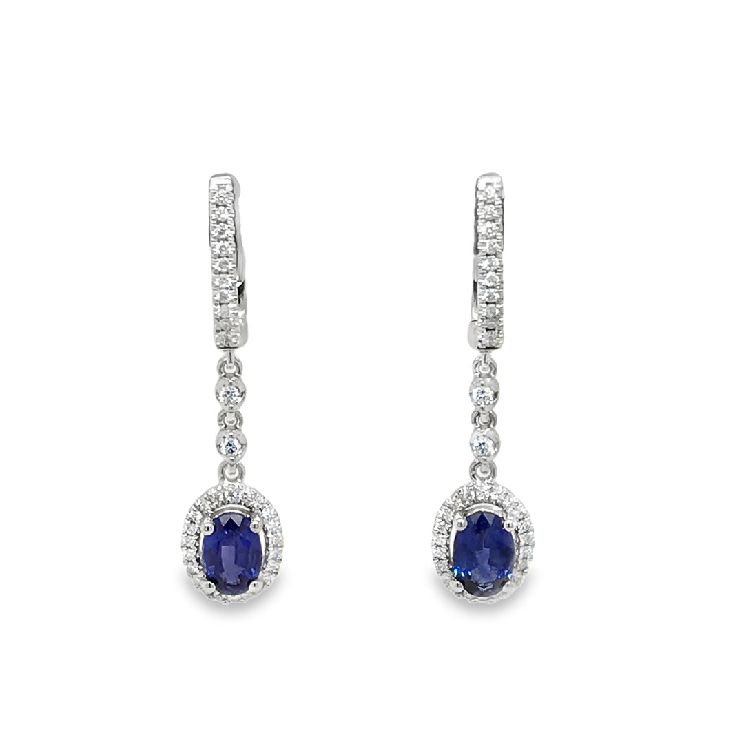 Sapphire and Diamond Earrings 18ct White Gold