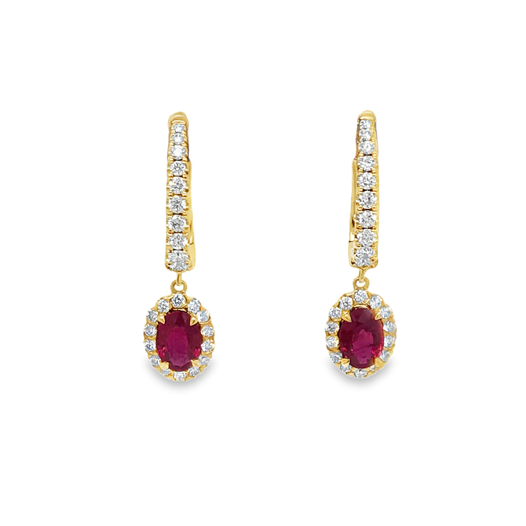 Ruby and Diamond Earrings 18ct Yellow Gold