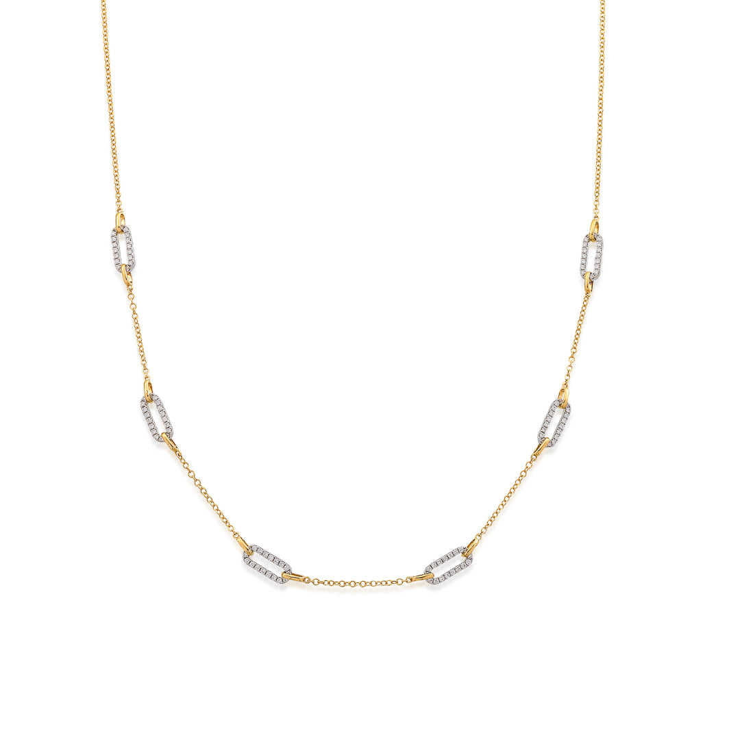 Diamond Set Link Necklace 18ct Yellow Gold / 450mm