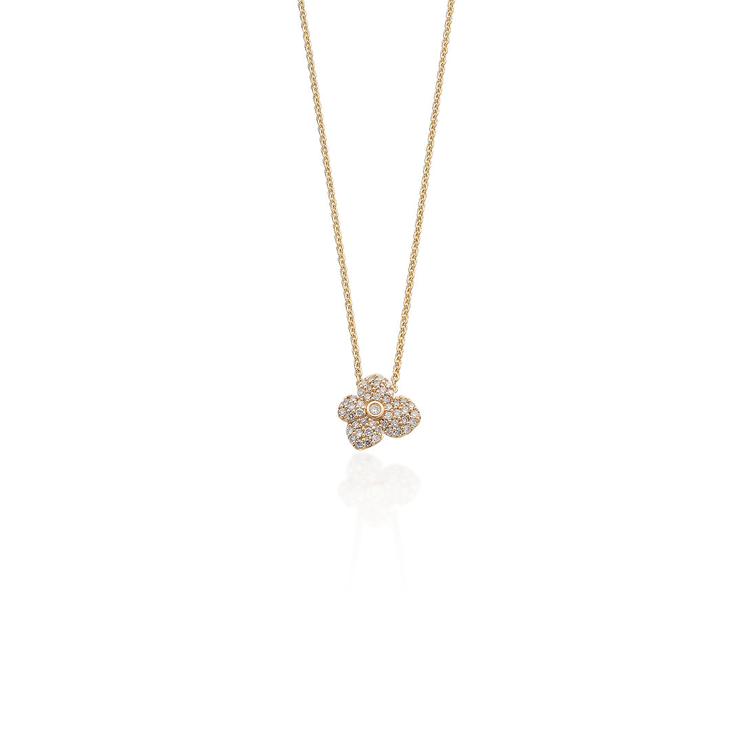 Yellow Gold Small Diamond Hydrangea Pendant 9ct Yellow Gold