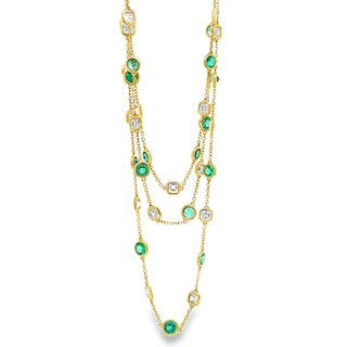Diamond and Emerald Necklace – 18ct Yellow Gold 18ct Yellow Gold
