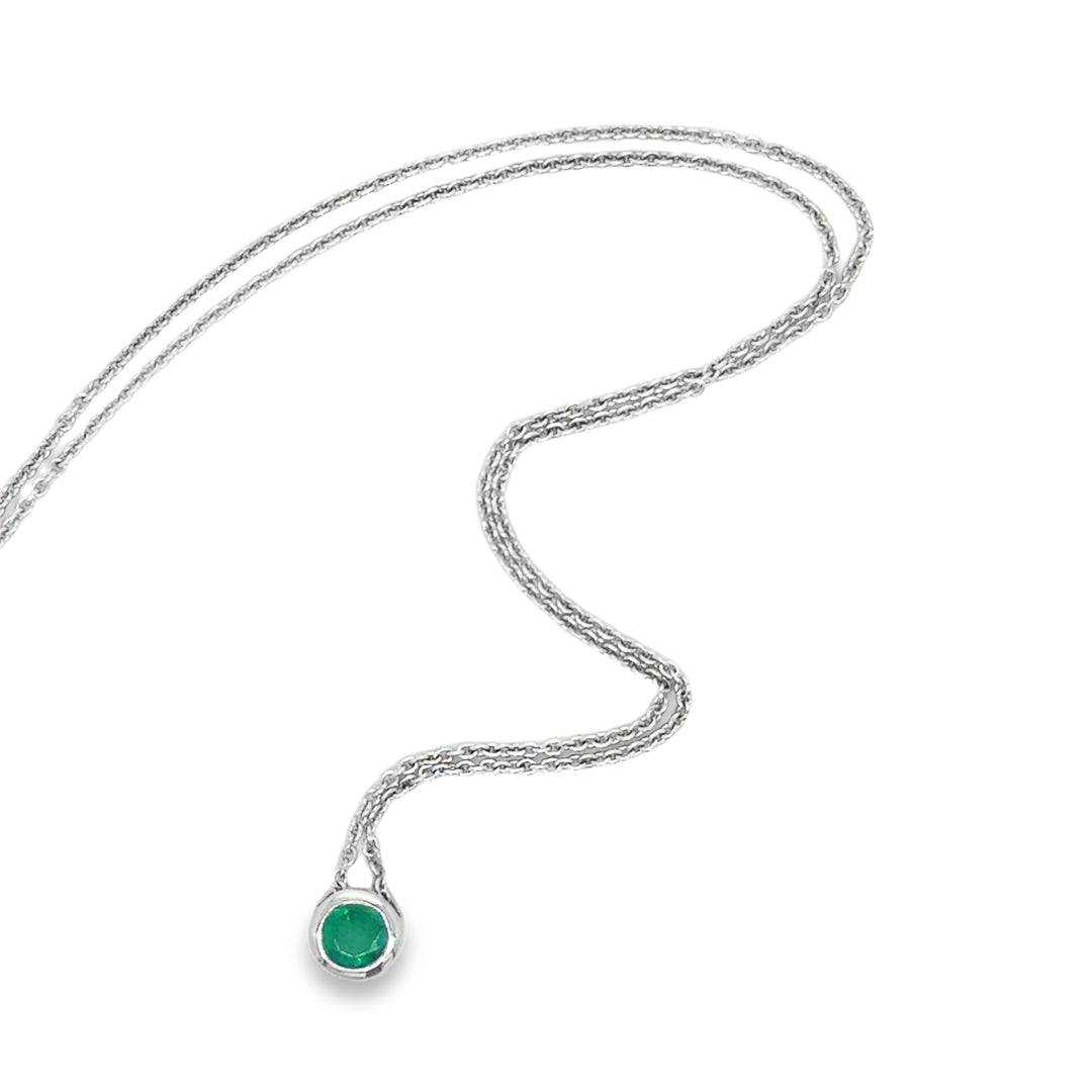 Emerald Pendant Necklace 9ct White Gold