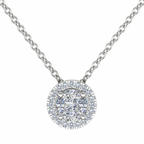 18ct White Gold Marquise and Princess Cut Slider Pendant White Gold