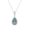 Aquamarine and Diamond Pendant 18ct White Gold