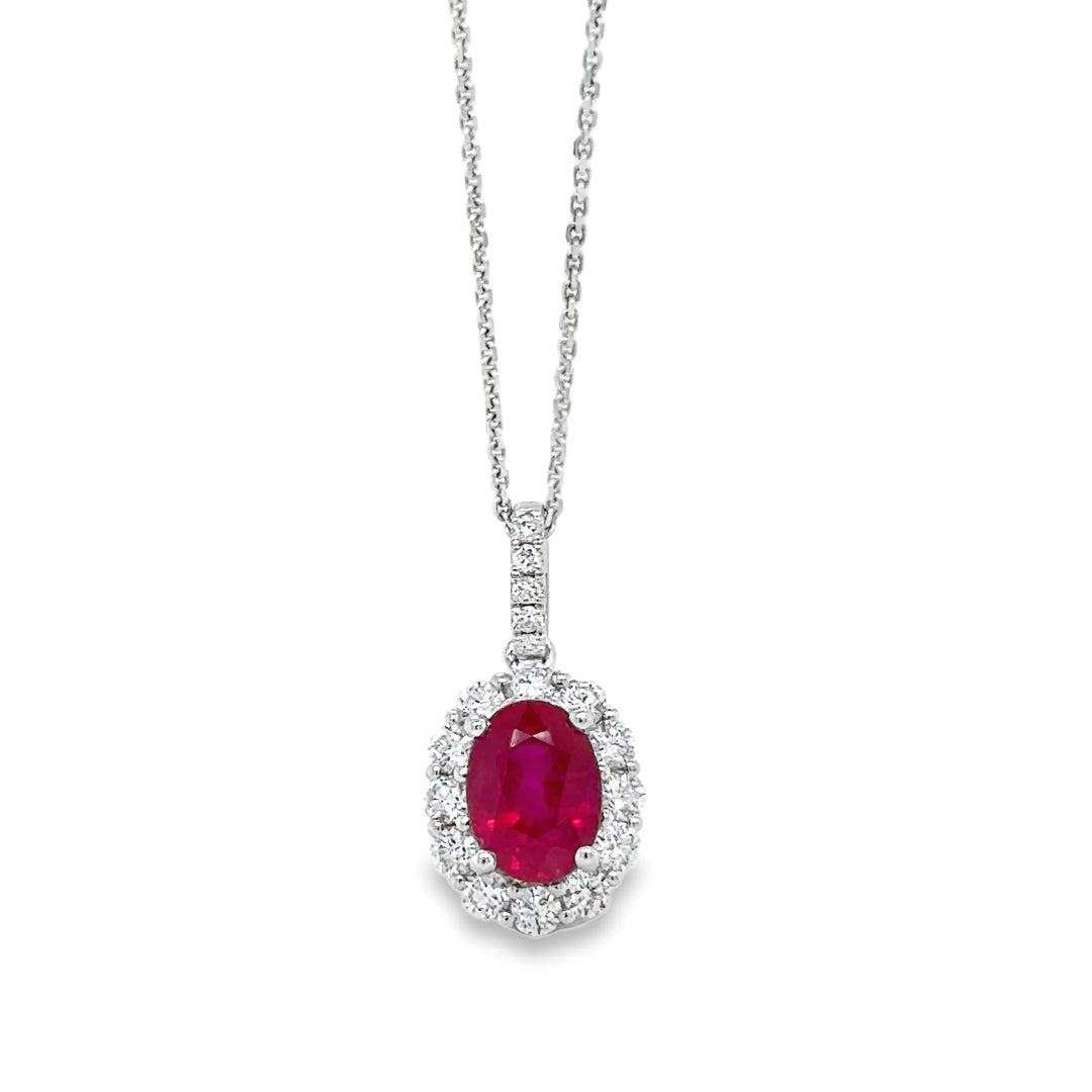 Ruby and Diamond Pendant 18ct White Gold