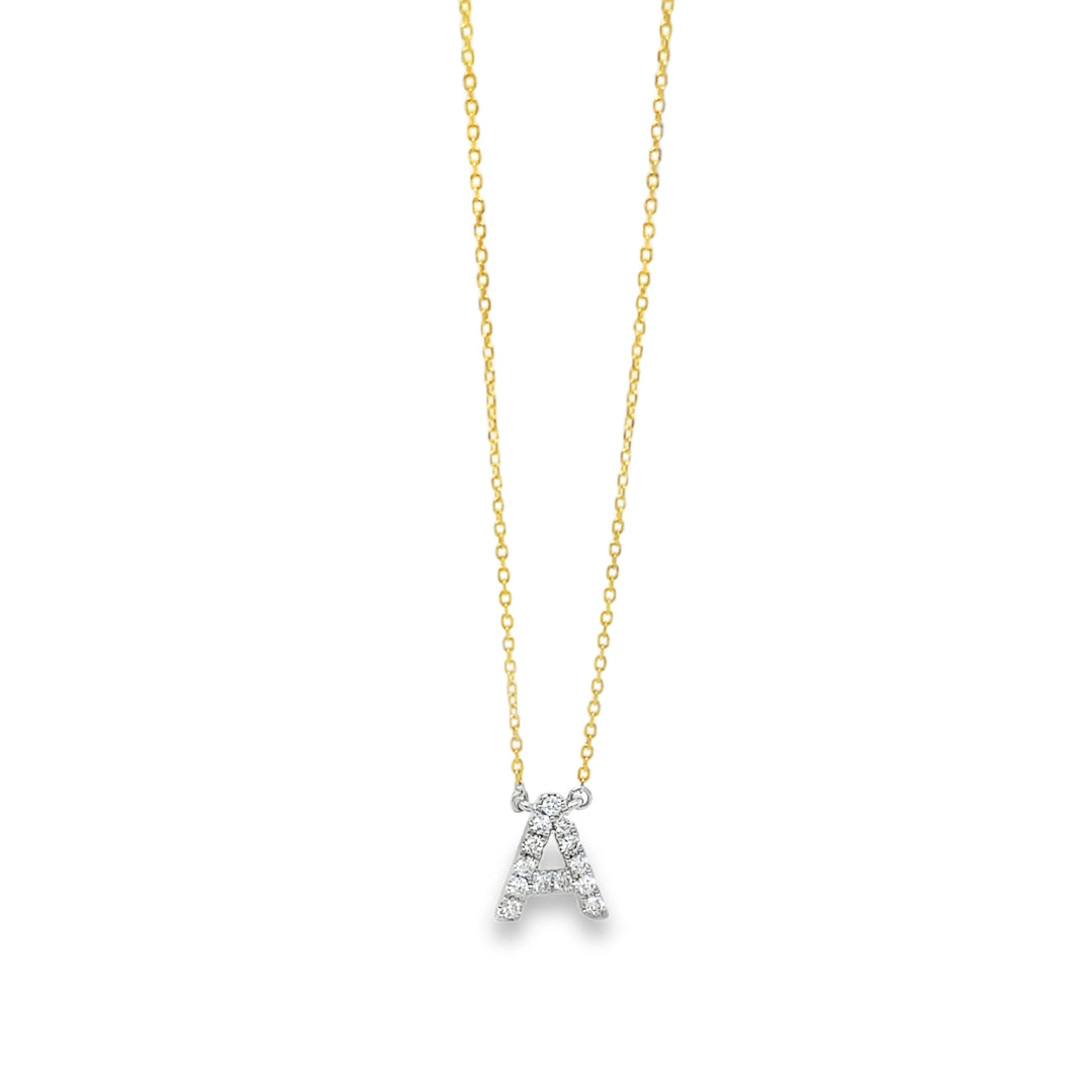 Diamond 'A' Necklace 18ct Yellow & White Gold