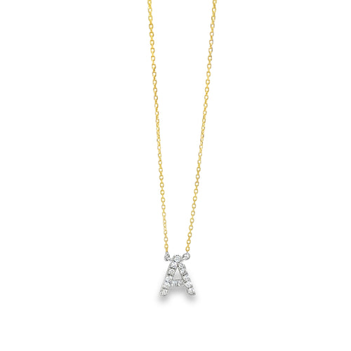 Diamond 'A' Necklace 18ct Yellow & White Gold